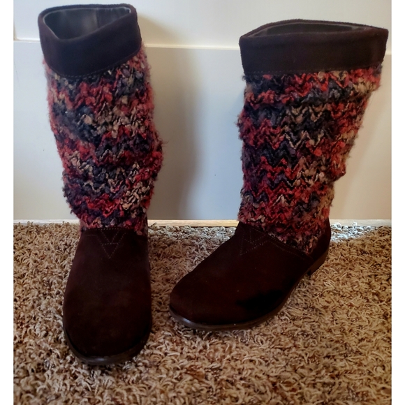 Toms Serra Slouchy Sweater Knit Suede Boots Sz 8 - Picture 1 of 10